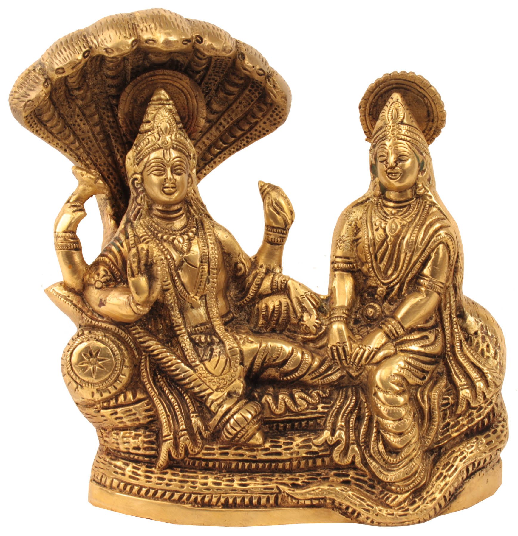 Statue Vishnu Lakshmi en laiton Shesha Naag idéale pour coin méditation et salon zen