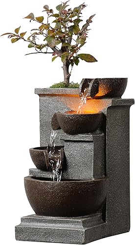 Fuente de agua de mesa de resina retro cuatro tazas vintage decoración habitación lavatorio decoración interior relajación cascada ambiente zen