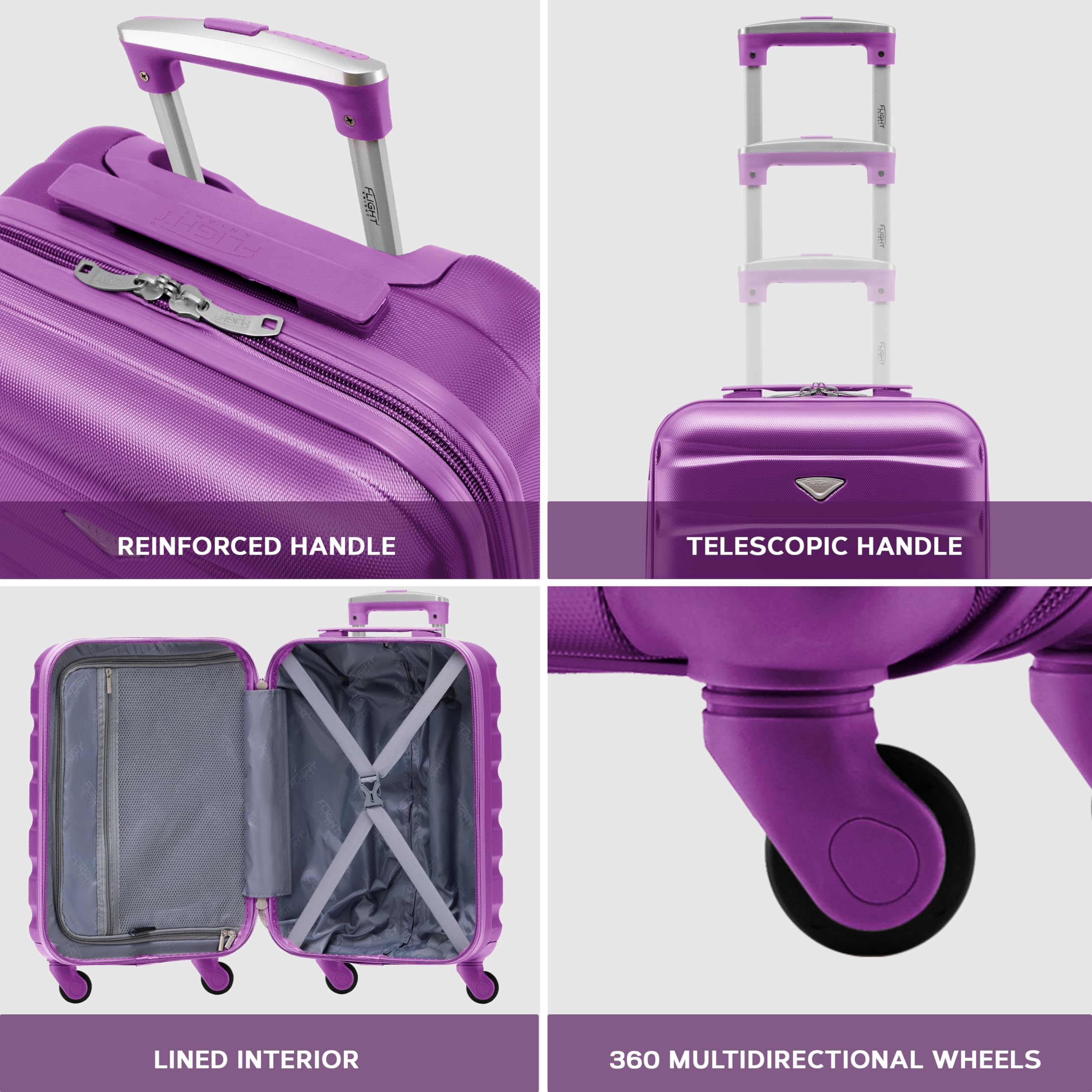 Flight Knight Cabin Suitcase 55x40x20 Ryanair Priority, EasyJet, Jet2 Lightweight Small Durable 4-Wheel Cabin Case, Carry-On for Over 60 Airlines, Hard Shell, 10kg Hand Luggage Bag (55 x 40 x 20 cm)