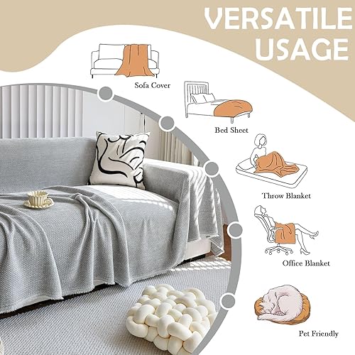 Miniatura 83 de HANDONTIME fundas de sofá beige para sofá, fundas boho de jacquard y corduroy para perros, funda de sofá de felpilla para perros, protector suave