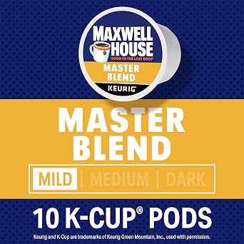 Maxwell House K-Cup Coffee Pods, 10 ct Box, Master Blend Mild Roast