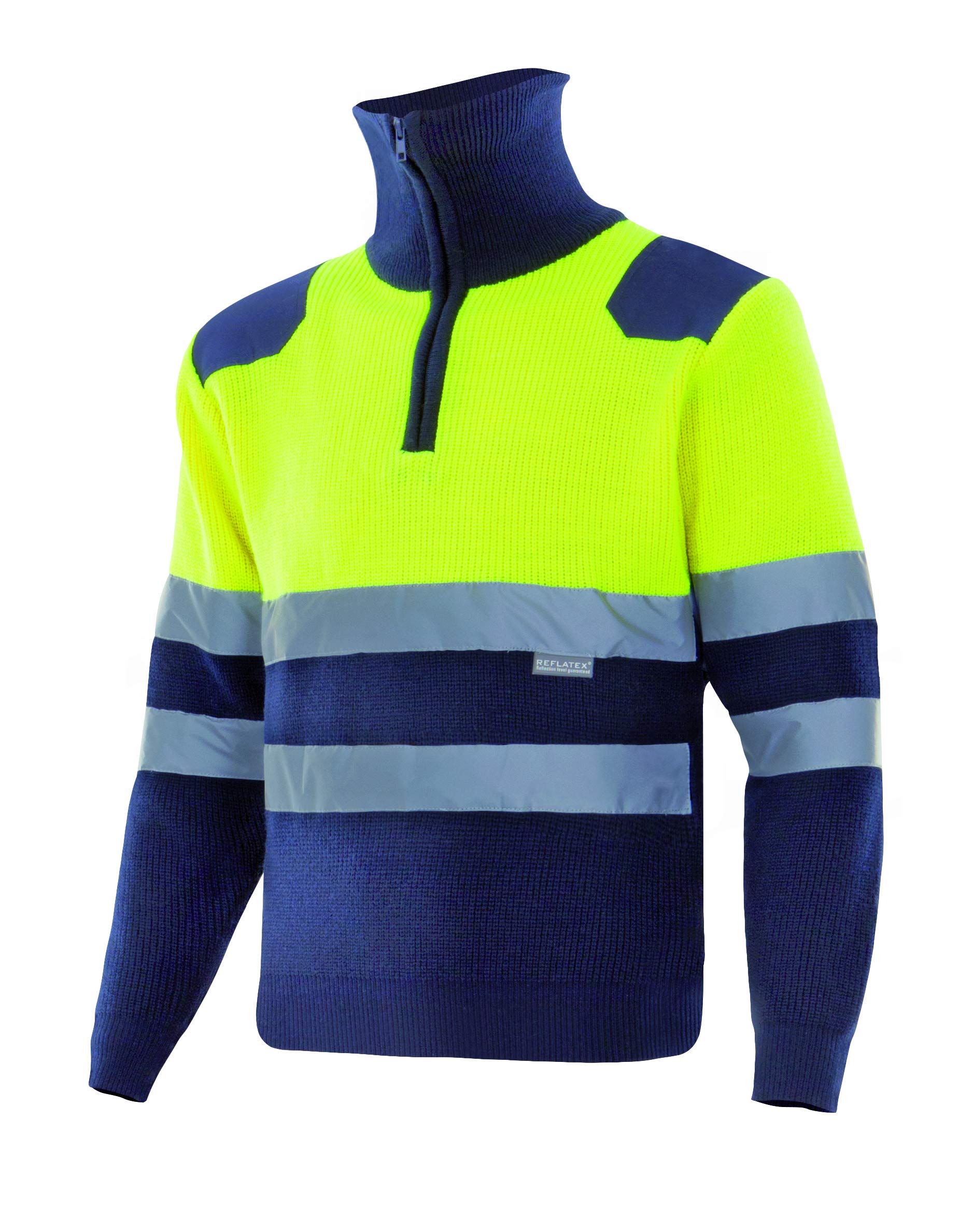 VELILLA 301001; Jersey bicolor con cremallera de Alta Visibilidad; Color Azul marino y Amarillo flúor; Talla L