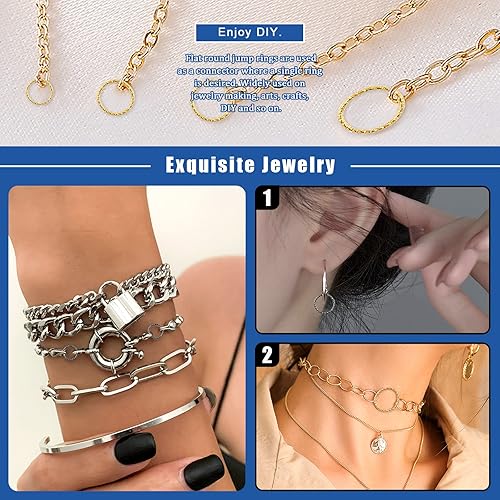 Miniatura 6 de Glarks Juego de 1000 anillos torcidos de 0.315 in, 0.394 in, 0.472 in, 0.591 in y 0.709 in, 4 colores abiertos, anillos de salto abiertos para