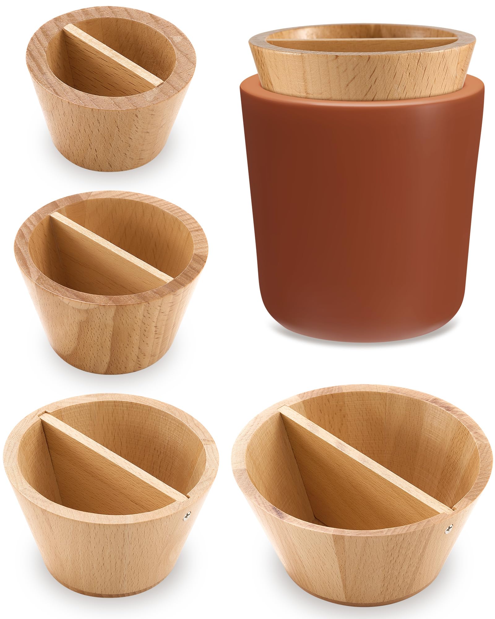Photo 1 of 4 Pcs Pottery Rim Cone Shaper Set Beech Wood XS, S, M, L Clay Forming Tools