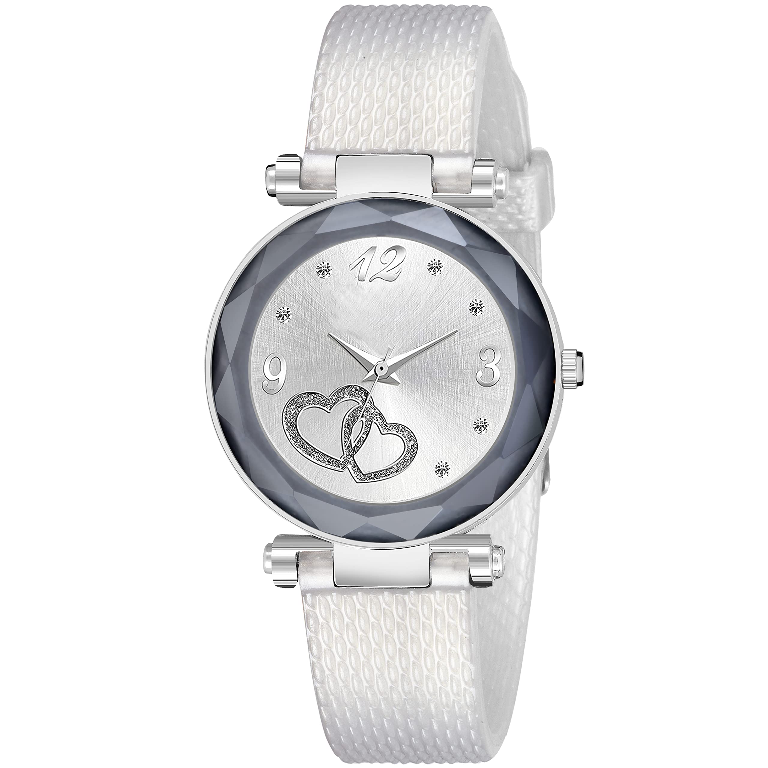 KIARVI GALLERY Silver Heart Dial PU Strap Analog Girls and Womens Watch (Silver Colored Strap) (B09SYB7XL2) Amazon Price History, Amazon Price Tracker