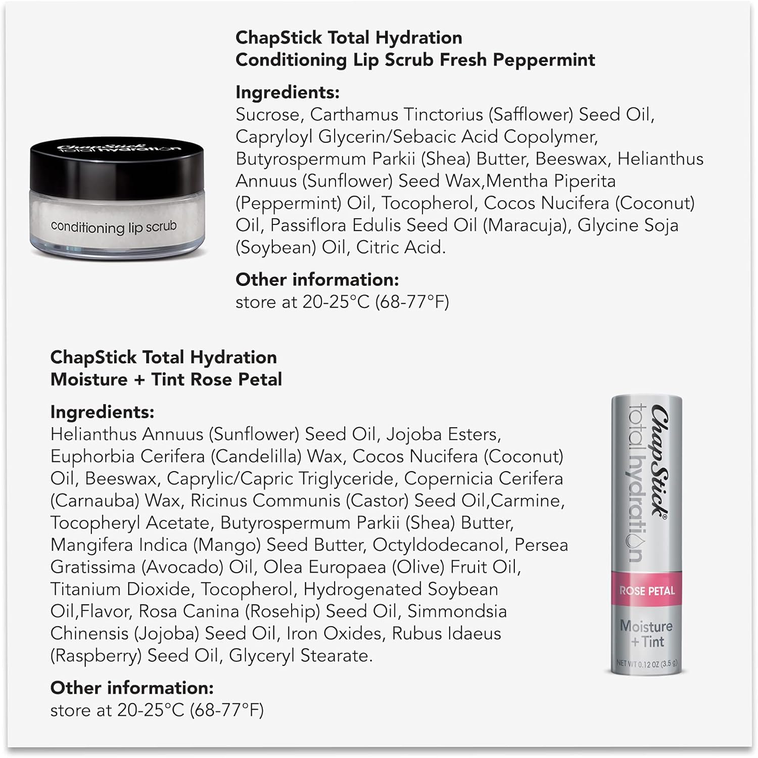 ChapStick Total Hydration Tinted Lip Balm Tubes and Lip Scrub Regimen Pack, Tinted Lip Moisturizer and Exfoliator - 0.12 Oz Lip Balm (4 Count) and 0.27 Oz Lip Scrub : Beauty & Personal Care