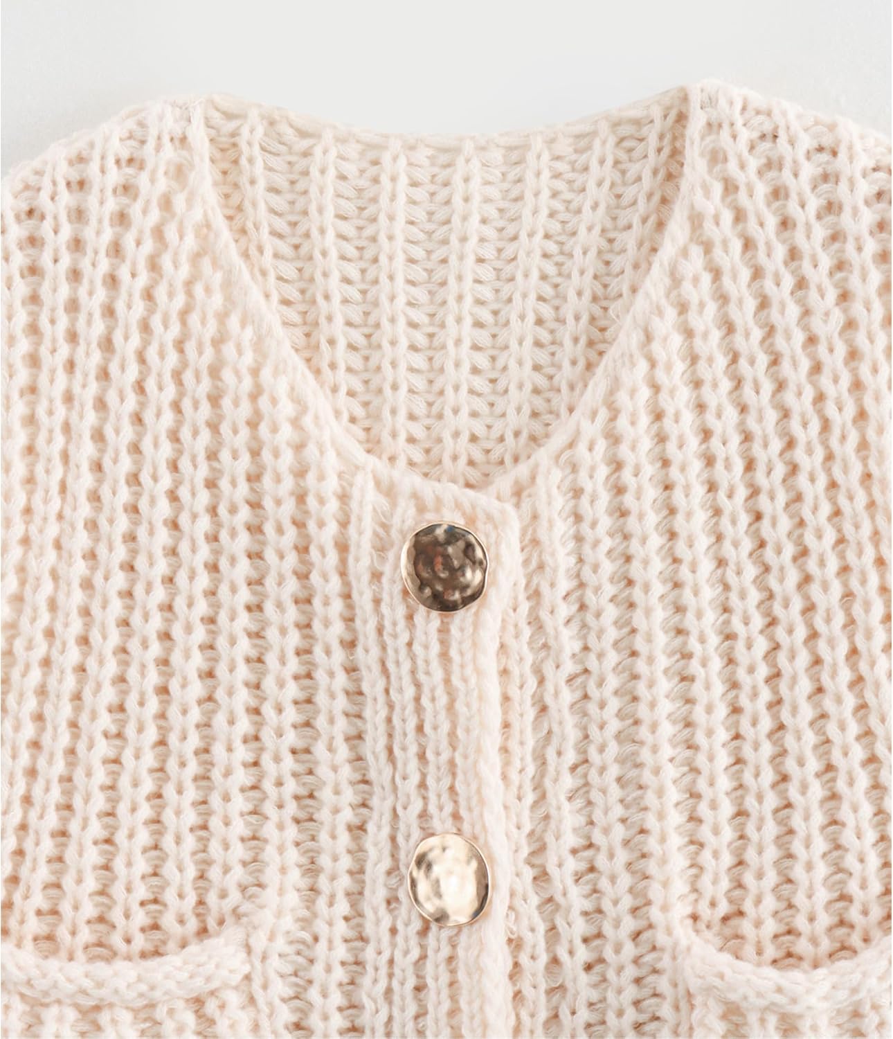 Hixiaohe Womens Crochet Chunky Knit Top Sleeveless Button Down Crop Tops Trendy Cardigan Sweater Vest for Women with Pockets - Image 7