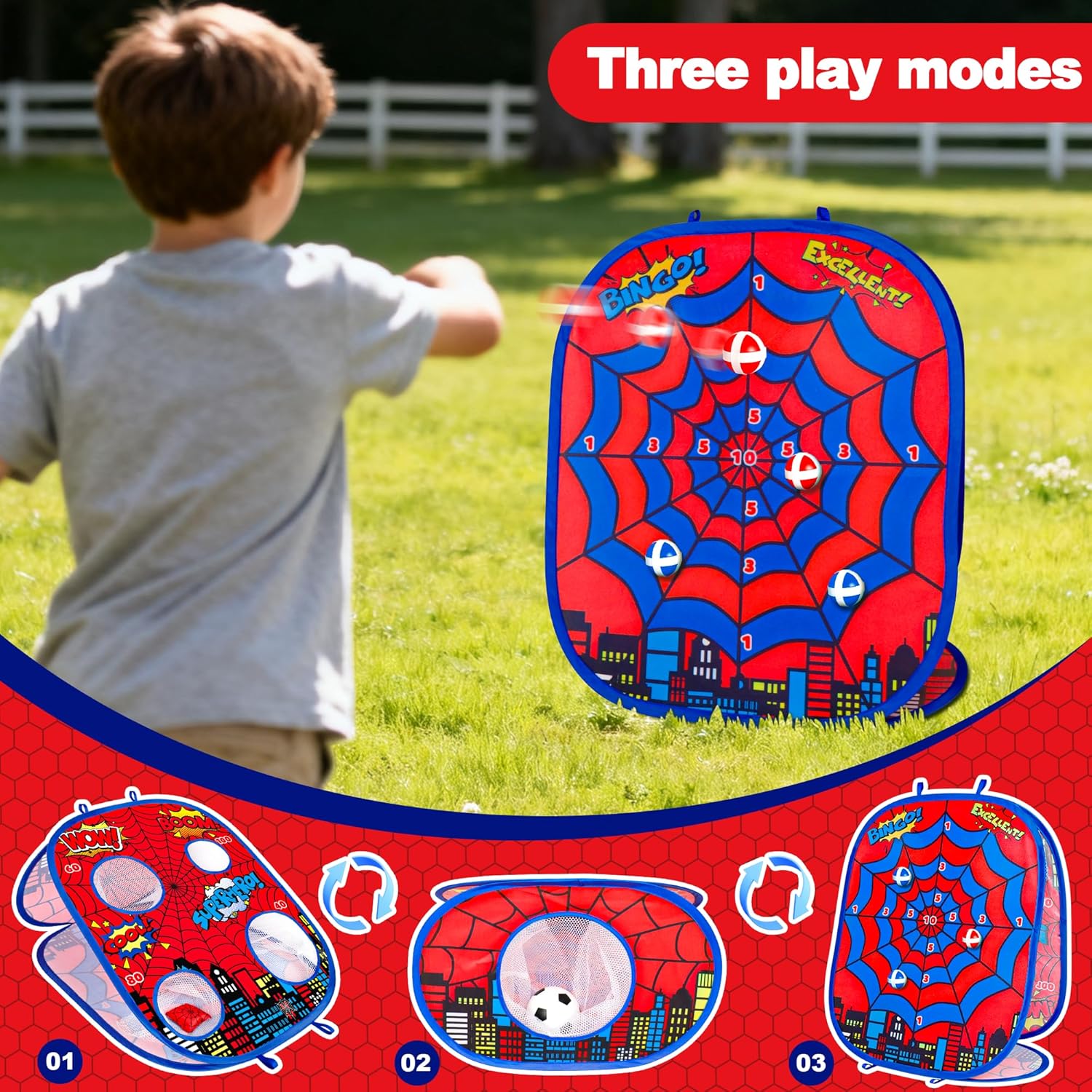 Bean Bag Toss Game Toy, 3-in-1 Corn Bag Toss Board Toy,Family Party Party Supplies for Kids,Gift for Boys Birthday or Christmas for Toddlers Ages 3-10 Year Old
