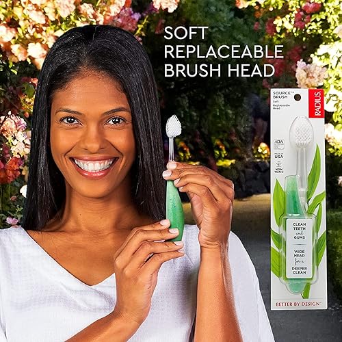 Miniatura 4 de RADIUS Cepillo de hilo dental con fuente de cepillo de dientes, sin BPA y aceptado por la ADA, mejora la salud de las encías y reduce los problemas