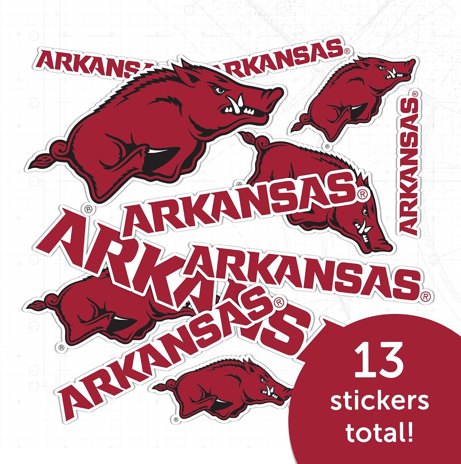 Desert Cactus University of Arkansas Sticker Razorbacks U of A Hogs Vinyl Decals Laptop Water Bottle Car Scrapbook Sheet T1 (Type 1-1)
