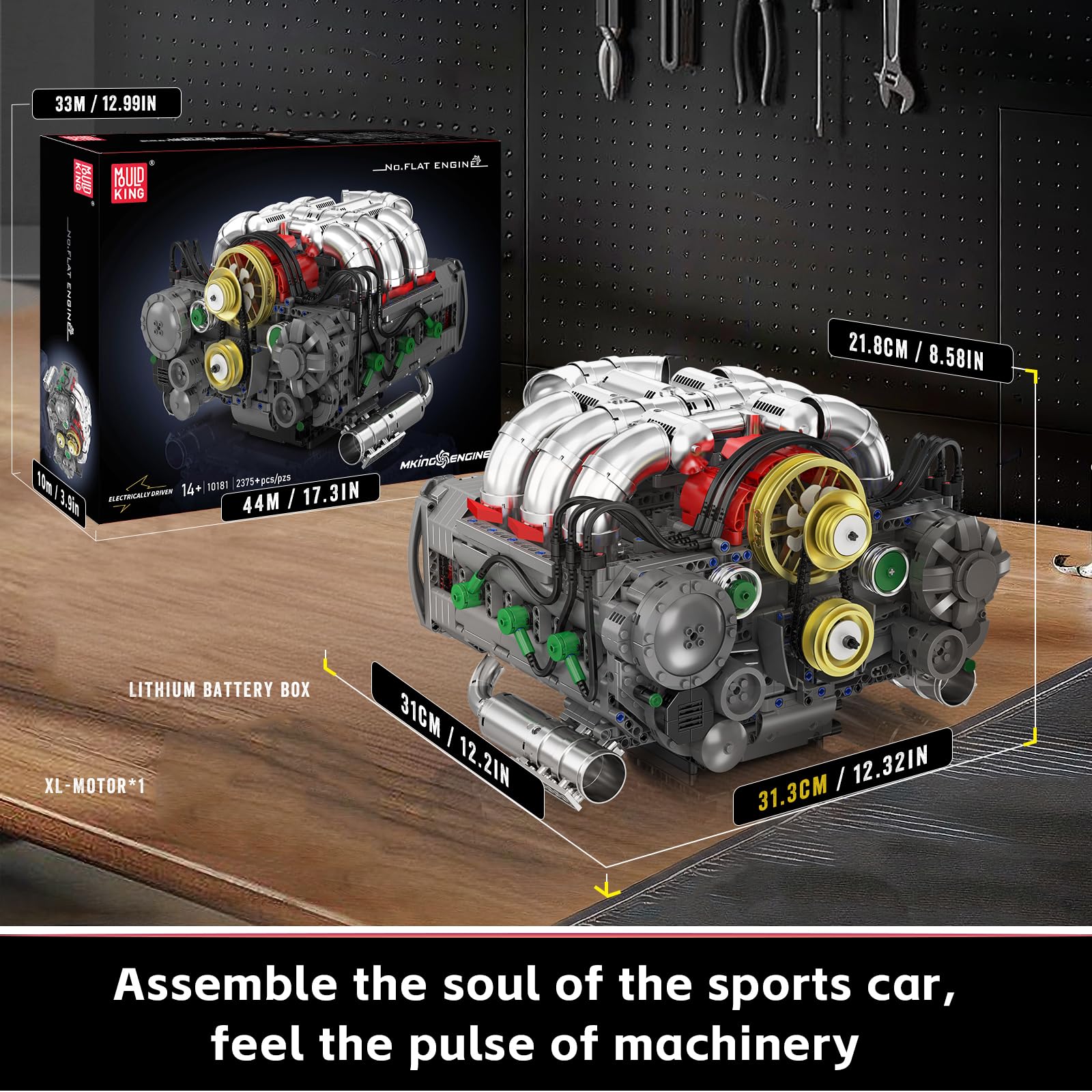 Amazon.com: Mould King 10181 Flat-Six Engine Model Kit, Sport Car