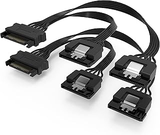 QIVYNSRY SATA Power Splitter Cable 2 Pack Straight SSD Power Cable HDD Power Cable Hard Drive Power Cable SATA 15 Pin Male to 2 SATA 15 Pin Female Power Y-Splitter Extension Cable (18Inch 50cm)