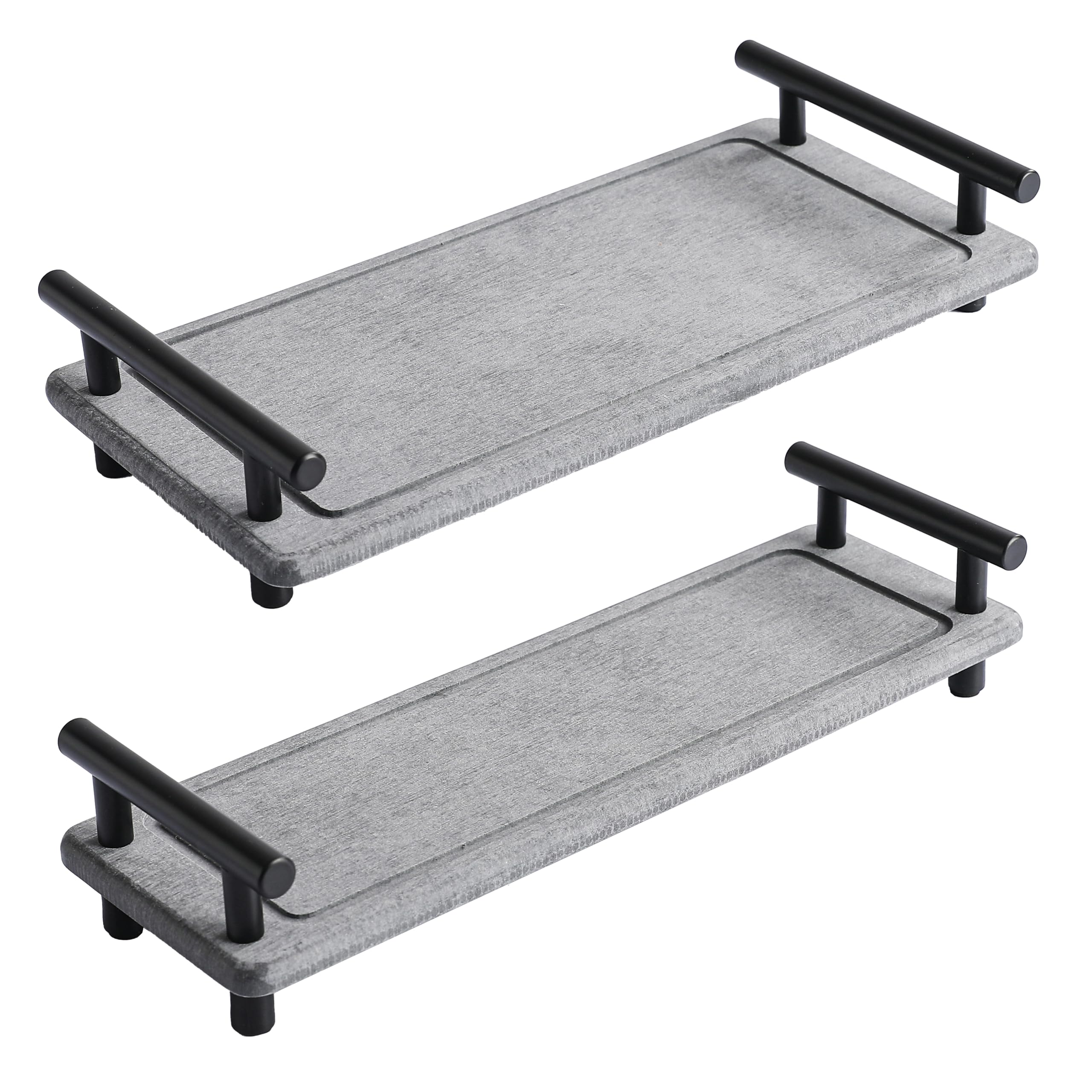 2Pcs Instant Dry Sink Caddy, Water Absorbent Diatomite Tray for Sink, Stone Drying Tray with Metal Handle, Keeping Kitchen and Bathroom Tidy and Clean