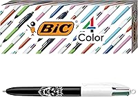 Vista 15 de BIC Bolígrafo Shine de 4 colores, barril rojo, punta media (0.039 pulgadas), tintas surtidas, 3