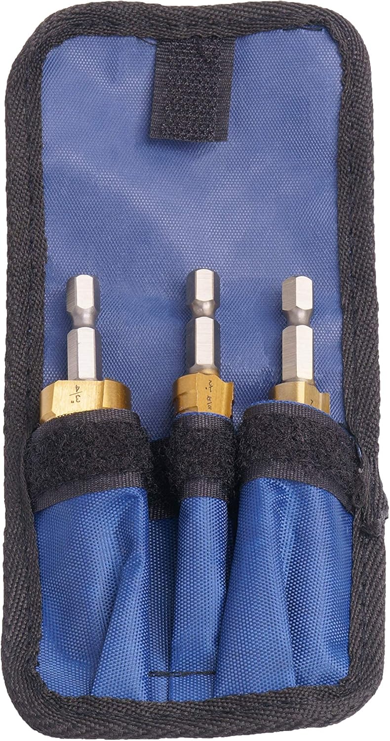 SANUKE Step Drill Bit Set,3pcs High Speed Steel Titanium Coated Step Bits for Metal 1/4-3/4inch 9steps,1/8-1/2inch 13steps,3/16-1/2inch 6steps Total 28 Step Sizes