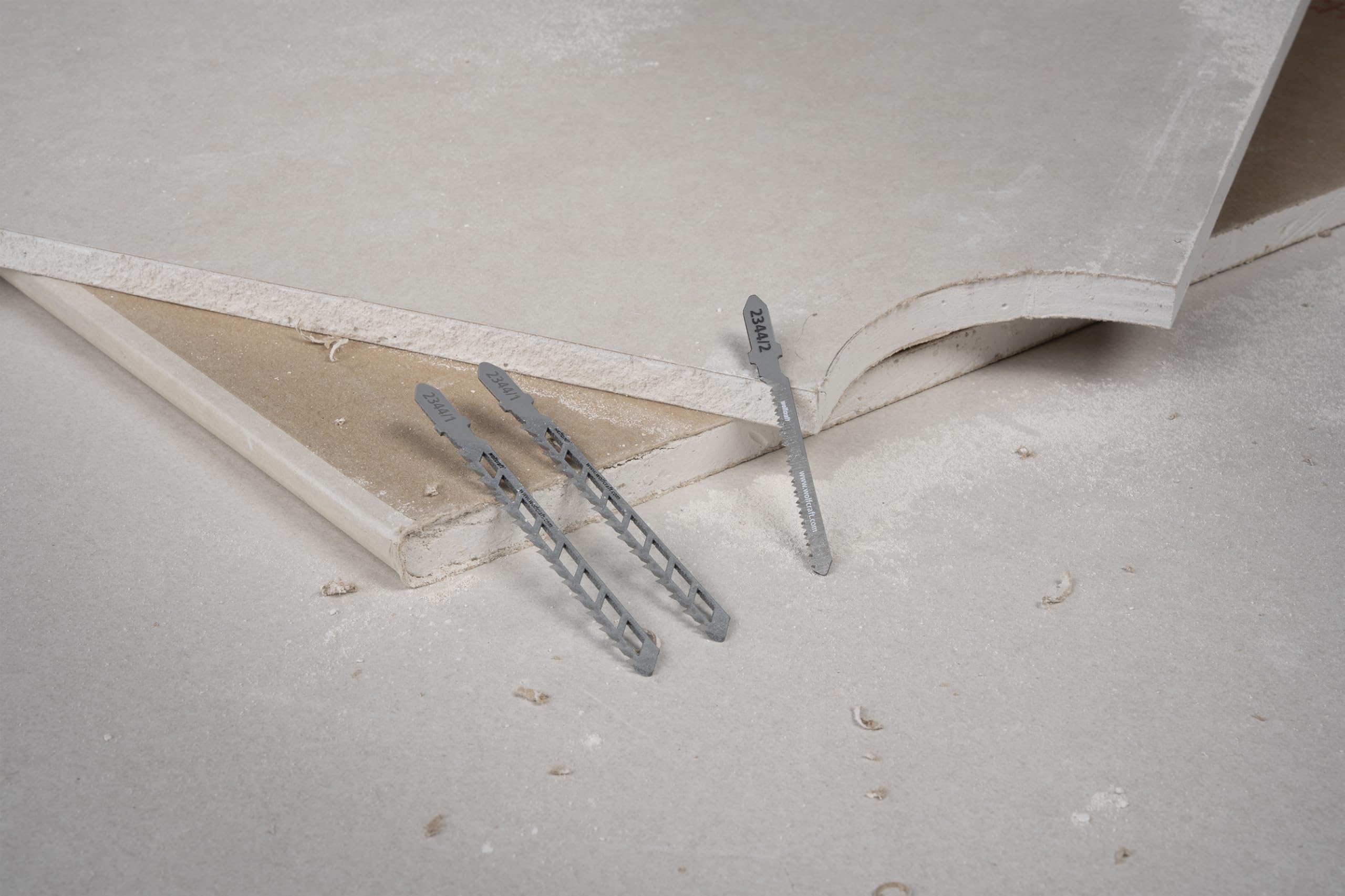 wolfcraft Set di lame per seghetti alternativi, per cartongesso, 3 pezzi - Per realizzare tagli dritti e curvi in pannelli di cartongesso - 2344000