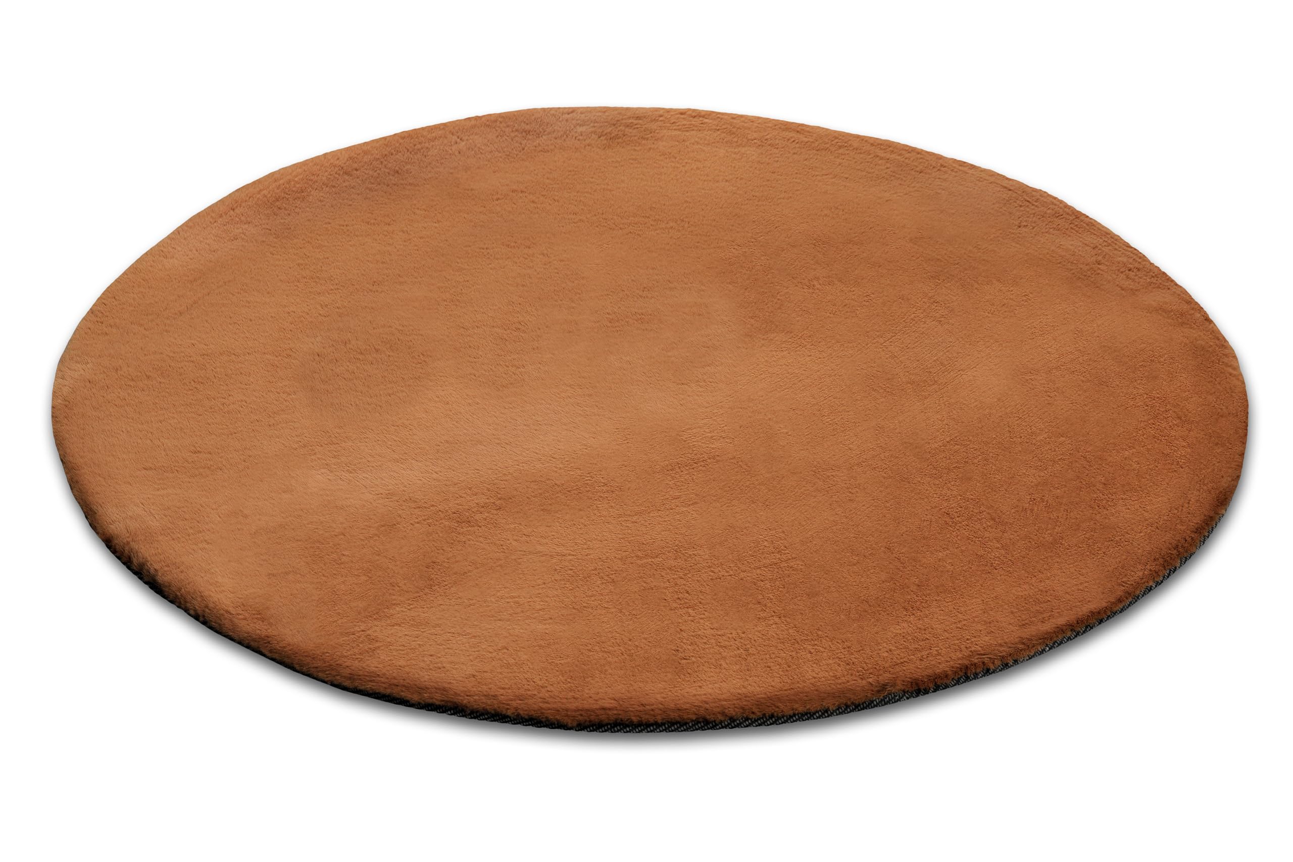 Wecon Home Basics - Tapis à poils longs moelleux – Design élégant et stylisé pour salon, chambre à coucher et plus - Anna (100 cm rond, Terracotta)
