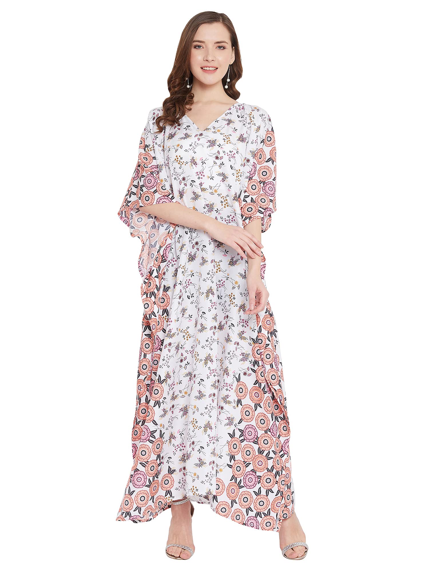 Women Long Maxi Plus Size Polyester Kaftan Caftan Gown Beach Party Casual Dress Swimwear Cover Up Lounge Resort Wear