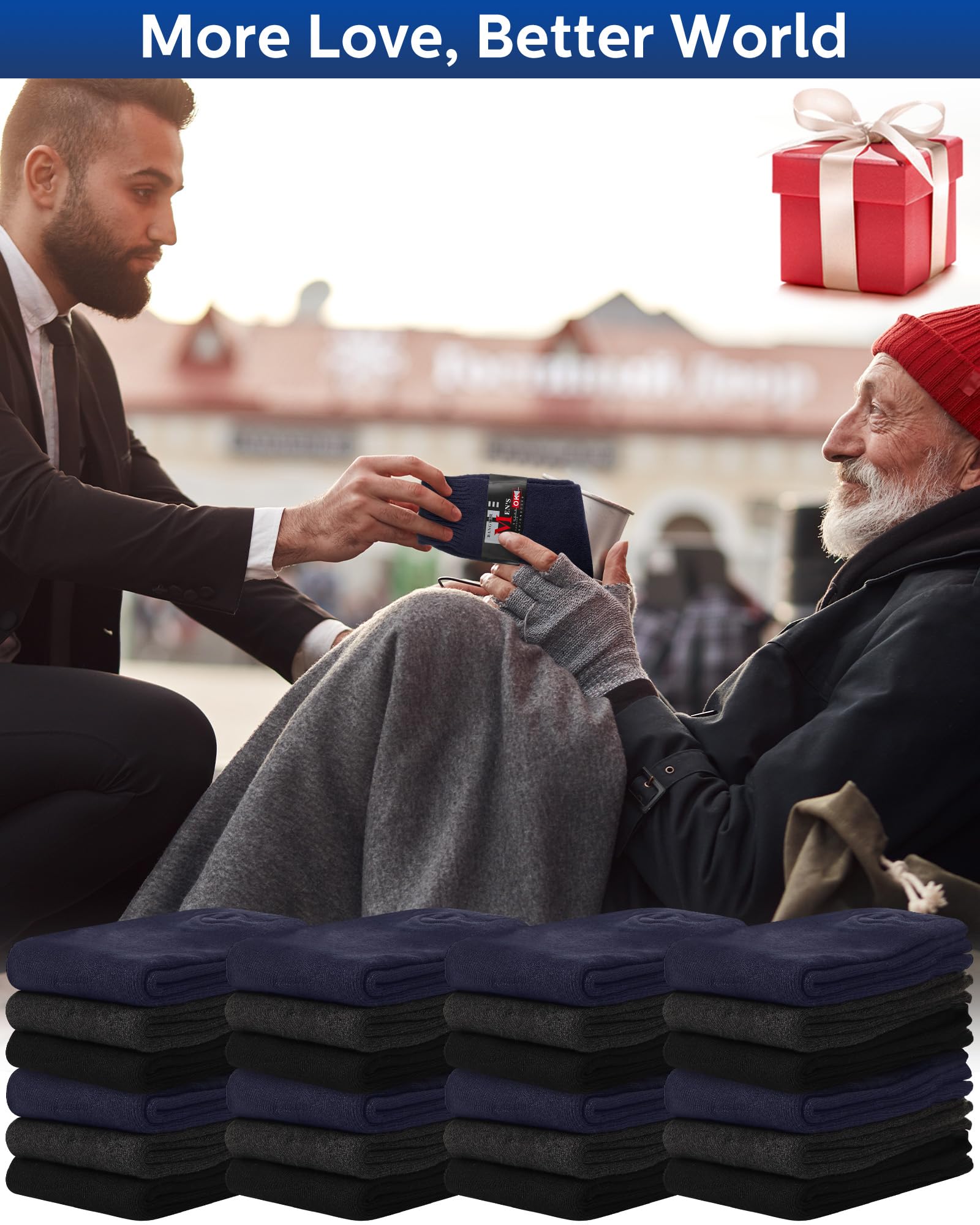 Toulite 60 pares de calcetines térmicos de invierno para hombre, cálidos, gruesos, acogedores, para invierno, senderismo, hombres y mujeres, cuidado sin hogar