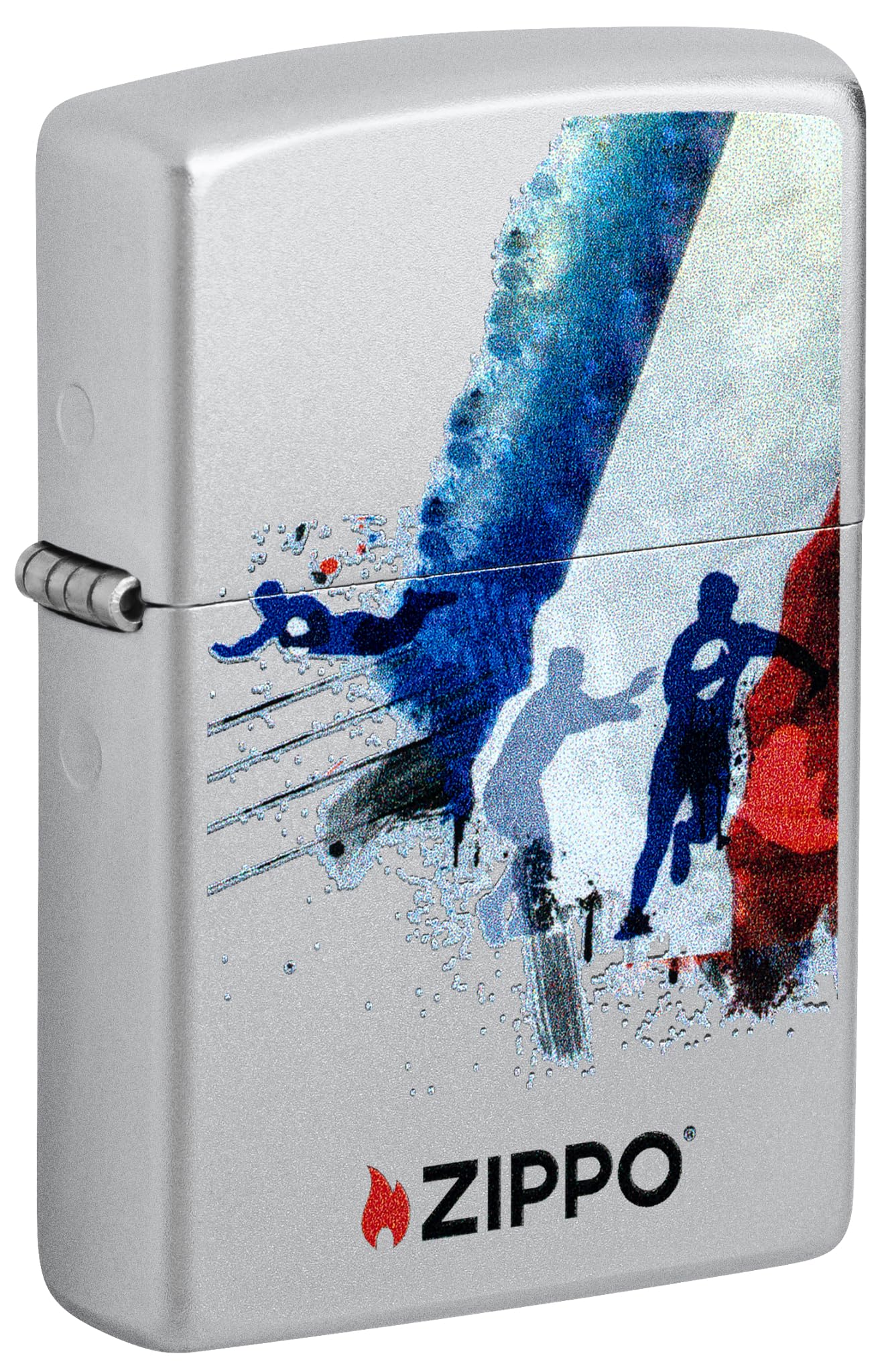 Zippo RuGBy Zapalniczka Sztormowa, Kolorowy Nadruk, do Napełniania, Wielokrotnego Użytku, Wiatroodporna Konstrukcja, Pudełko na Prezent, Wykonano w USA, Satynowy Chrom (Satin Chrome)