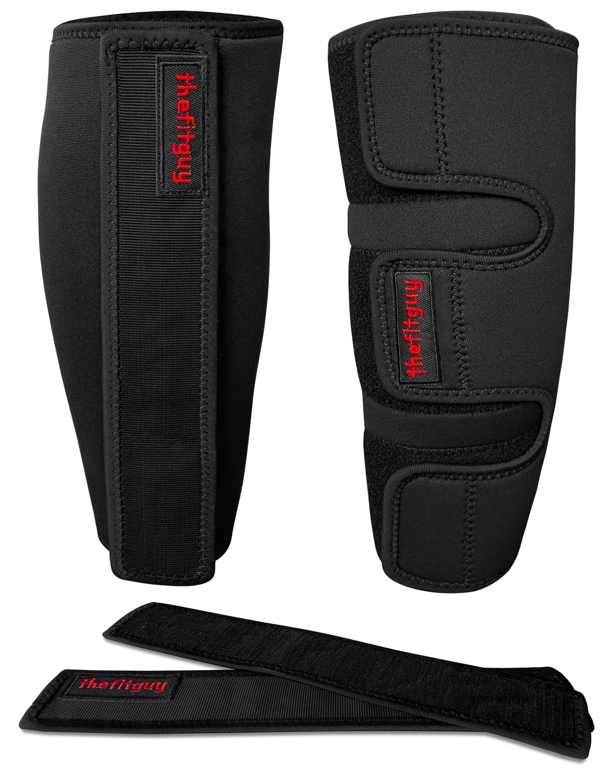 THEFITGUYDeadlift Shin Guards Ultra - Detachable Straps, Extra 10mm Protection & Durability, EasyWear, No Need to Take Off Shoes, 2 Extra Straps, Total of 2 Shin Guards & 4 Detachable Straps Included