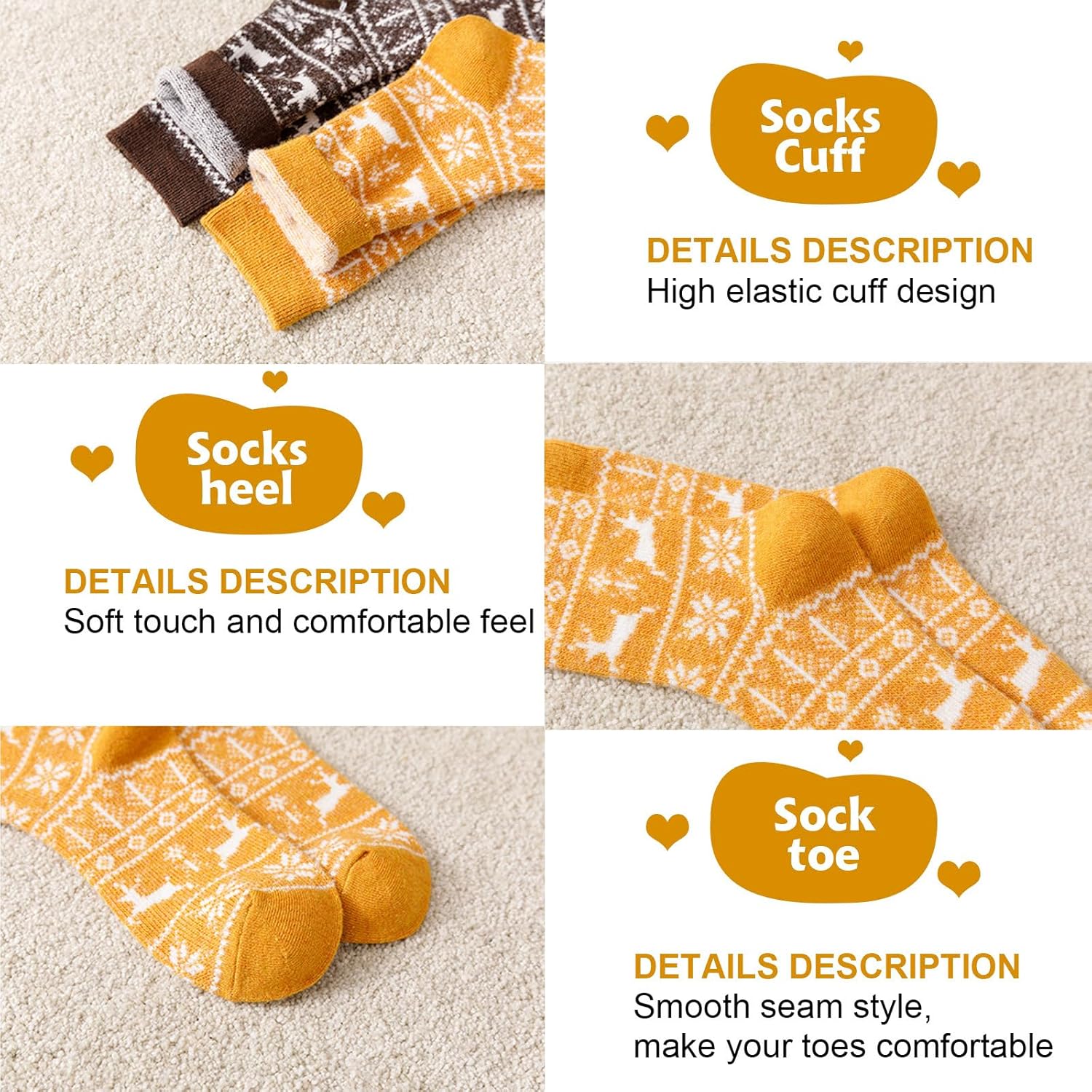 ICEIVY 5 Pair Fuzzy Cozy Socks for Women - Warm Comfy Soft Casual Home Sleep Winter Wool Socks - Gifts for Women - Image 3