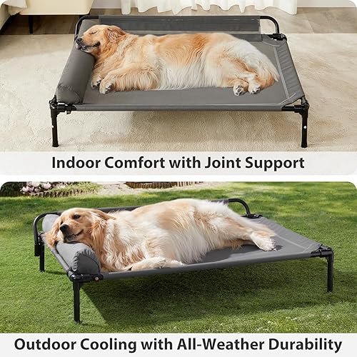 Miniatura 6 de Camas elevadas refrescantes para perros, cama elevada para perros para mascotas grandes, cuna elevada para mascotas al aire libre, malla Teslin