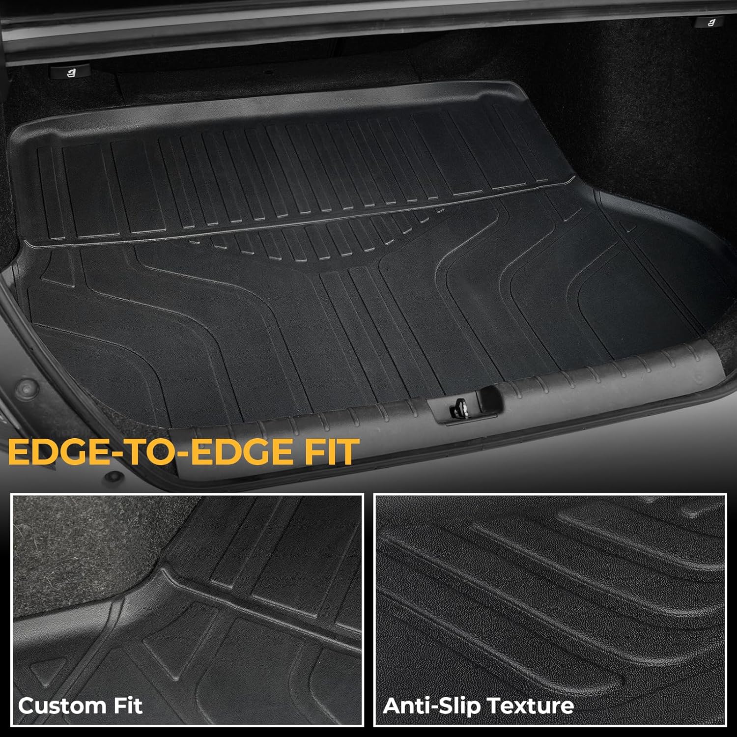 Floor Mats for Honda Civic 2016-2021, All Weather Floor Mats Trunk Cargo Liner and Door Sill Guards Accessories, Full Coverage Set (Fit Sedan Models) - Image 4