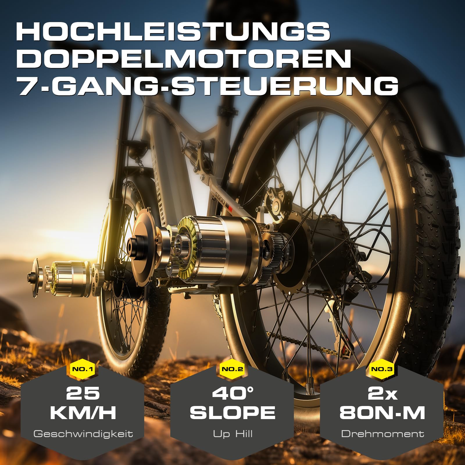 Shengmilo S600 Bicicletas eléctricas, 26 Pulgadas, neumáticos Anchos, batería de 840 WH con batería de Iones de Litio extraíble y 7 velocidades para Adultos y Hombres(Gris Mate)