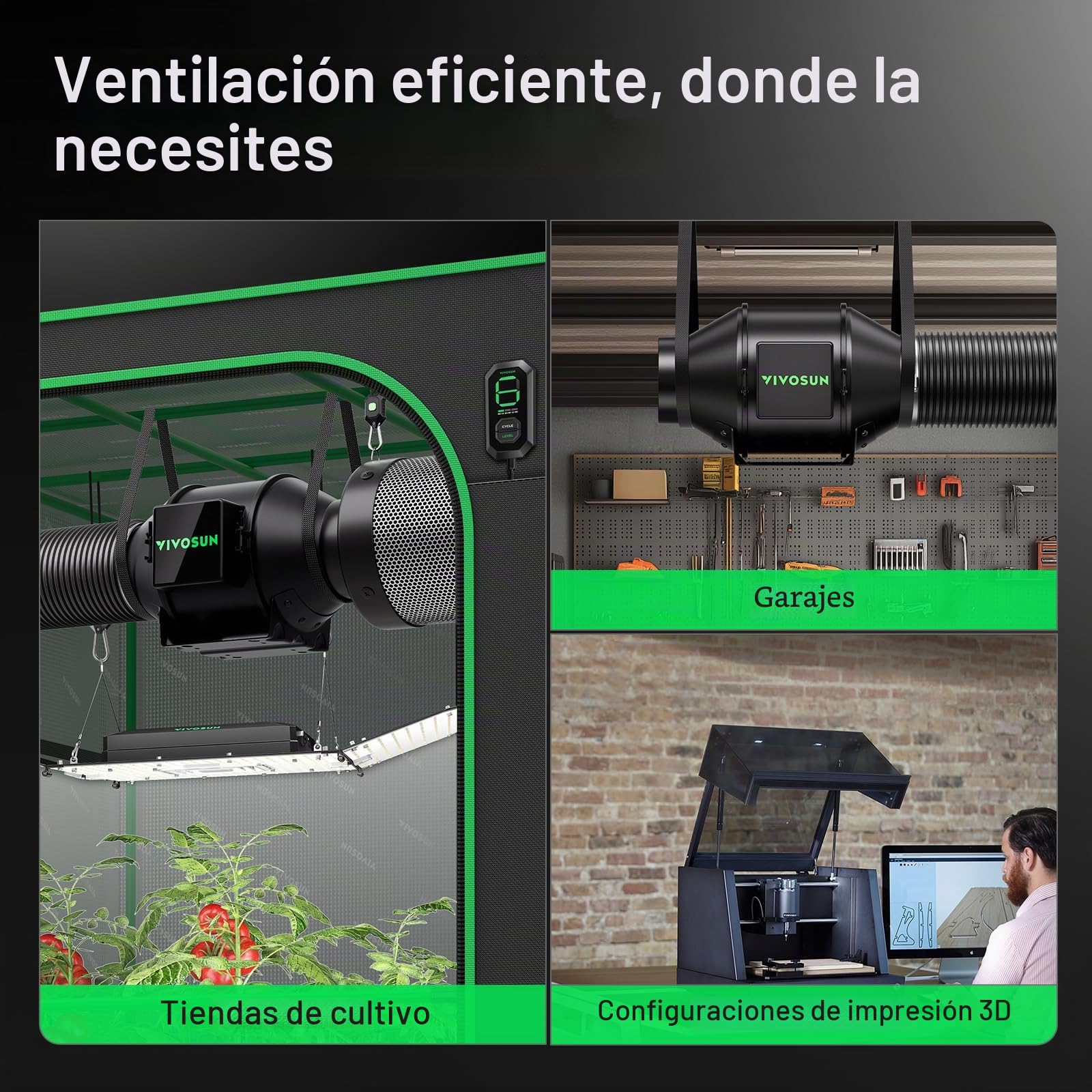 VIVOSUN Extractor de Aire 100mm 331m³/h AeroZesh G4 | Ventilador Extractor con Filtro de Carbón, Conducto 240cm y Controlador E12 para Sistema de Ventilación en Grow Tents | Ventilador de conducto AeroZesh G4; filtro de carbono y conducto de aire; sistema