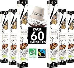 Nespresso Kapseln Kompatibel | BIO FAIRTRADE Arabica Kaffee in Kapseln Biologisch abbaubar | CARLOS Sortenreiner Kaffee Honduras, 60 Kaffeekapseln | Traditionelle Röstung