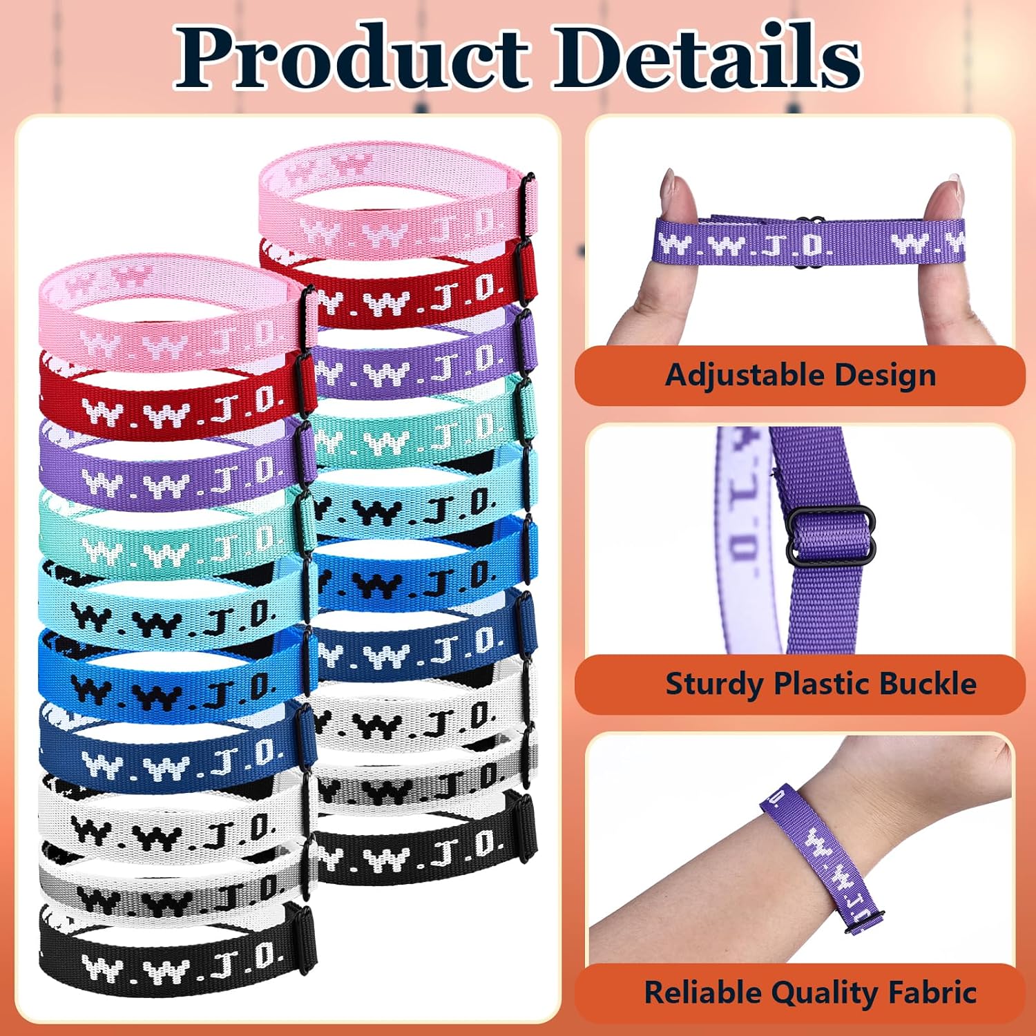 120 Pcs Webbing Bracelets What Would Jesus Do Bracelets Christian Gifts WWJD Braceletss Jesus You Christian Bracelet-s Bulk Adjustable Wristbands Colorful for Church Women Men Fundraisers - Image 3