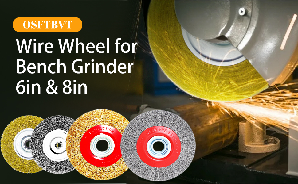 Image of 6 inch Bench Wire Wheel Brush Coarse Crimped Steel Wire 0.012 inch with 5 /8 inch Arbor for Bench Grinder Brass Coated 1pcs