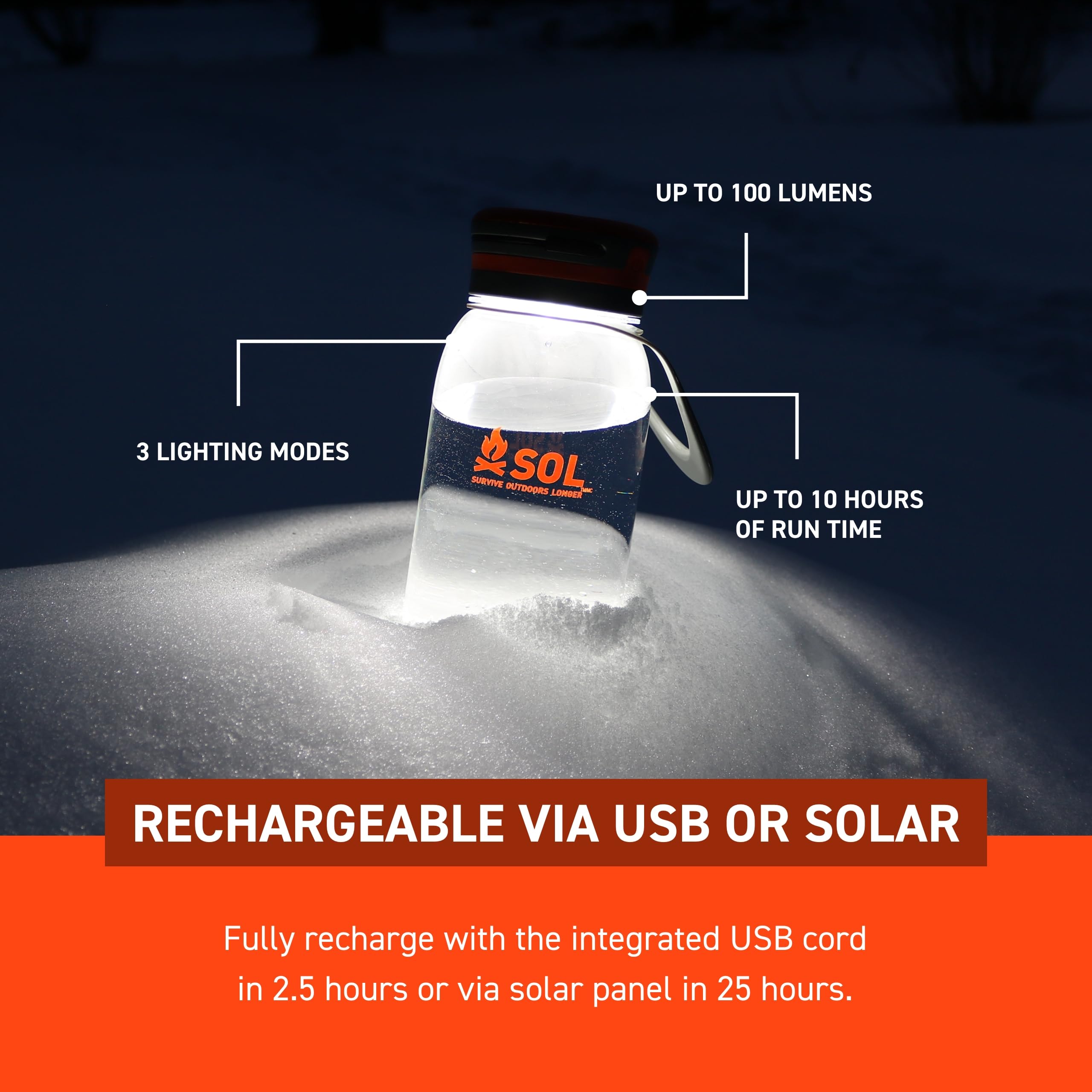 Amazon.com : S.O.L. Venture Rechargeable LED Solar Water Bottle