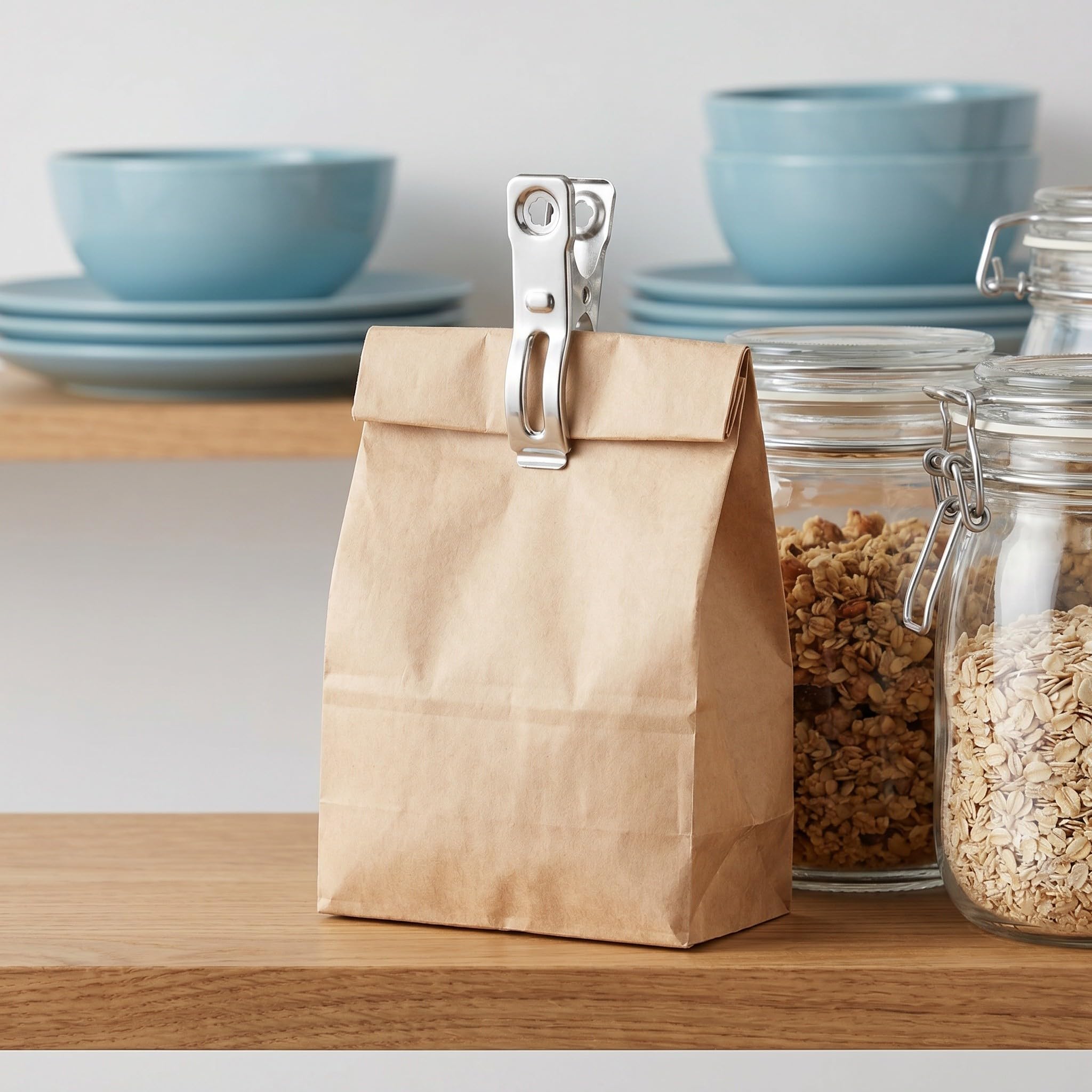 Lurrose 80 Pinzas para Ropa - Pinzas de Acero Inoxidable de 5,6 cm - Clips para envases de Alimentos y Bolsas de Patatas Fritas para lavandería y Cocina