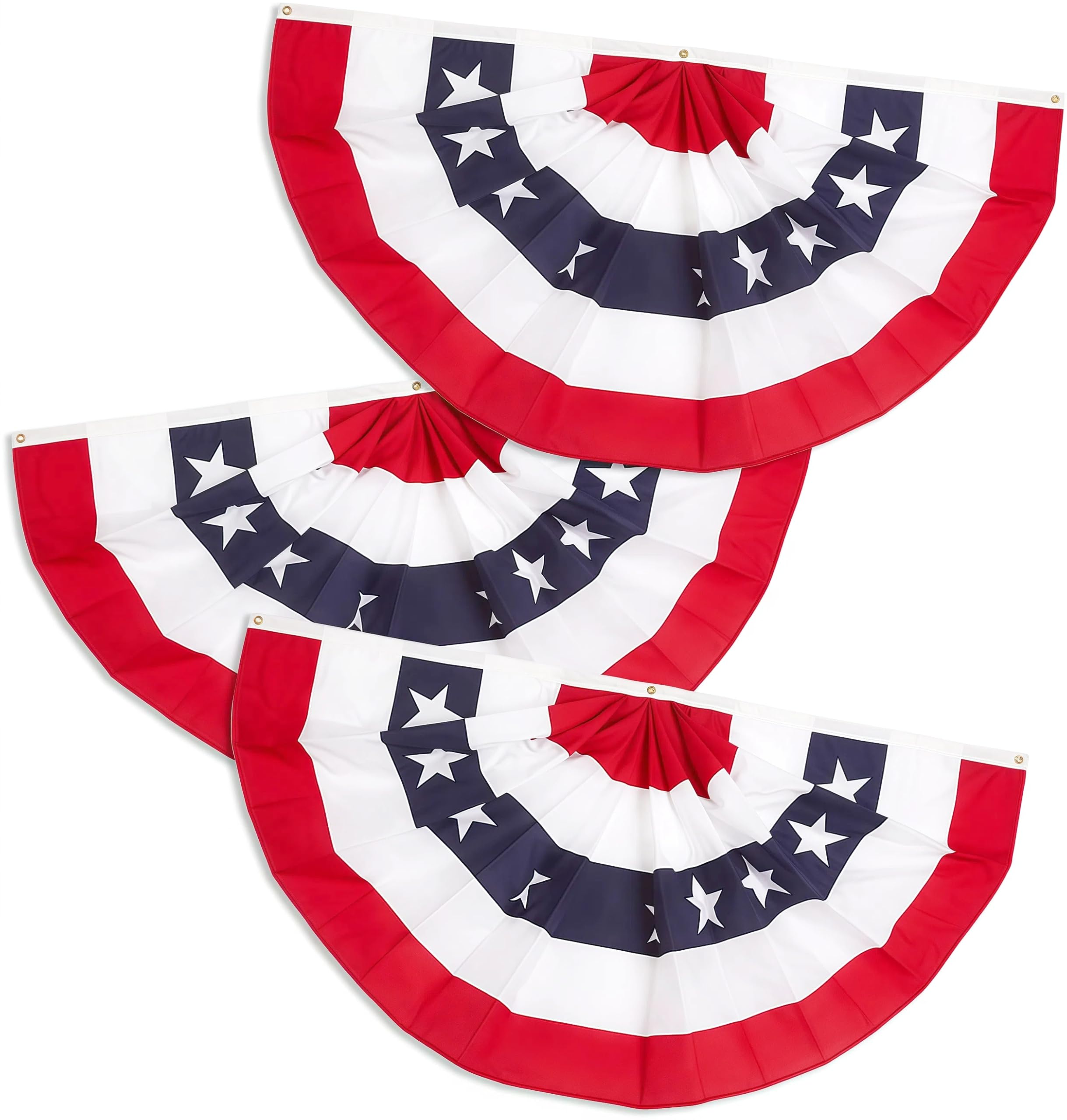 1.5x3 Ft 250th Anniversary Flag 4th of July Decorations Memorial Day American flags Bunting Flags outdoor- Half Fan Banner Pleated Patriotic flag USA Flags 3-Pack