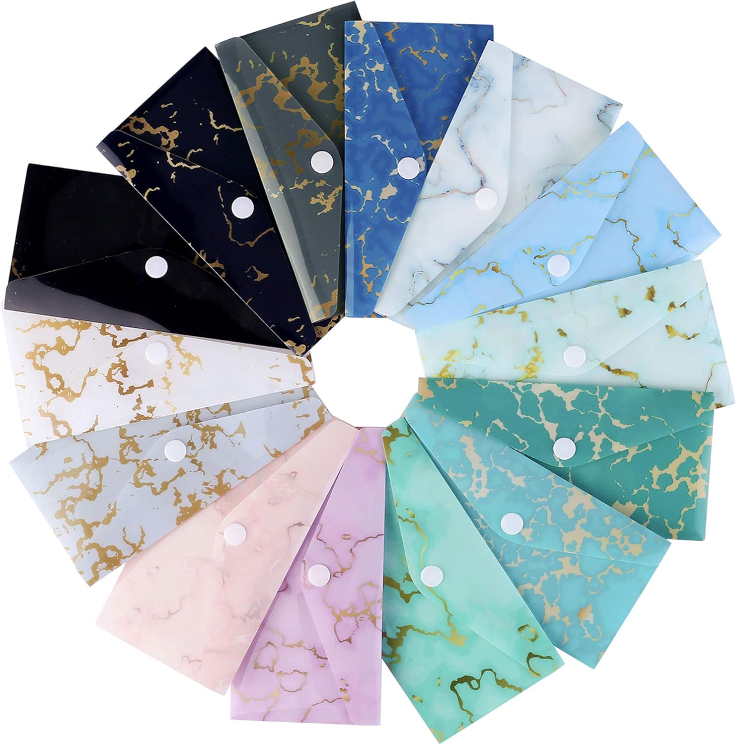 Yoption 32Pcs Cash Envelope System, 15 Pack Waterproof Reusable Plastic Budget Envelopes, 15 Pcs Expense Tracking Budget Sheets and 24 Bill Planner Stickers (Marble Print) : Office Products