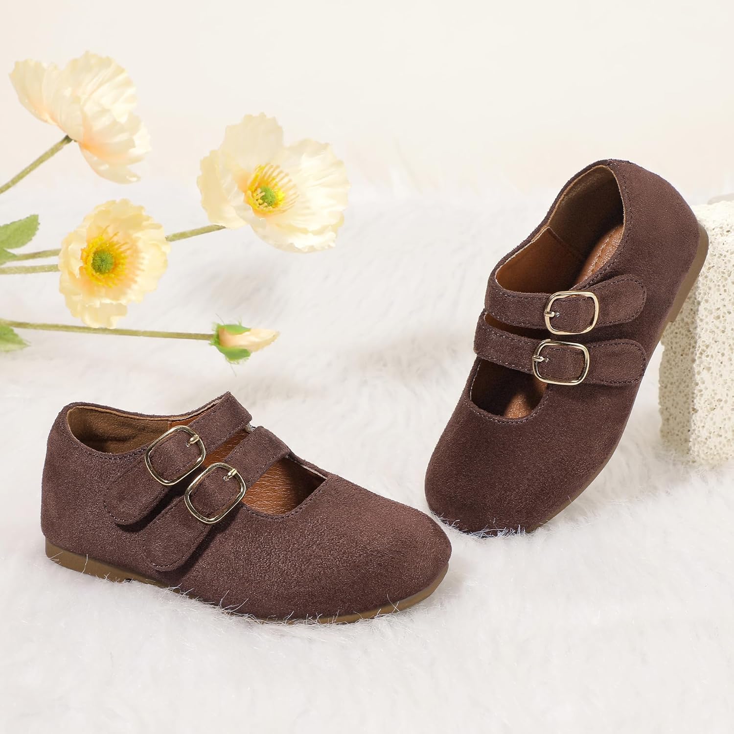 PANDANINJIA Toddler Girl Dress Shoes Mary Jane Flats Little Kid Flower Girl School Church Shoes - Image 3