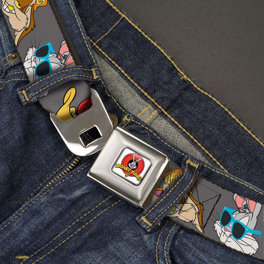 Buckle-Down Men's Standard Seatbelt Belt Looney Tunes XL, Multicolor, 1.5