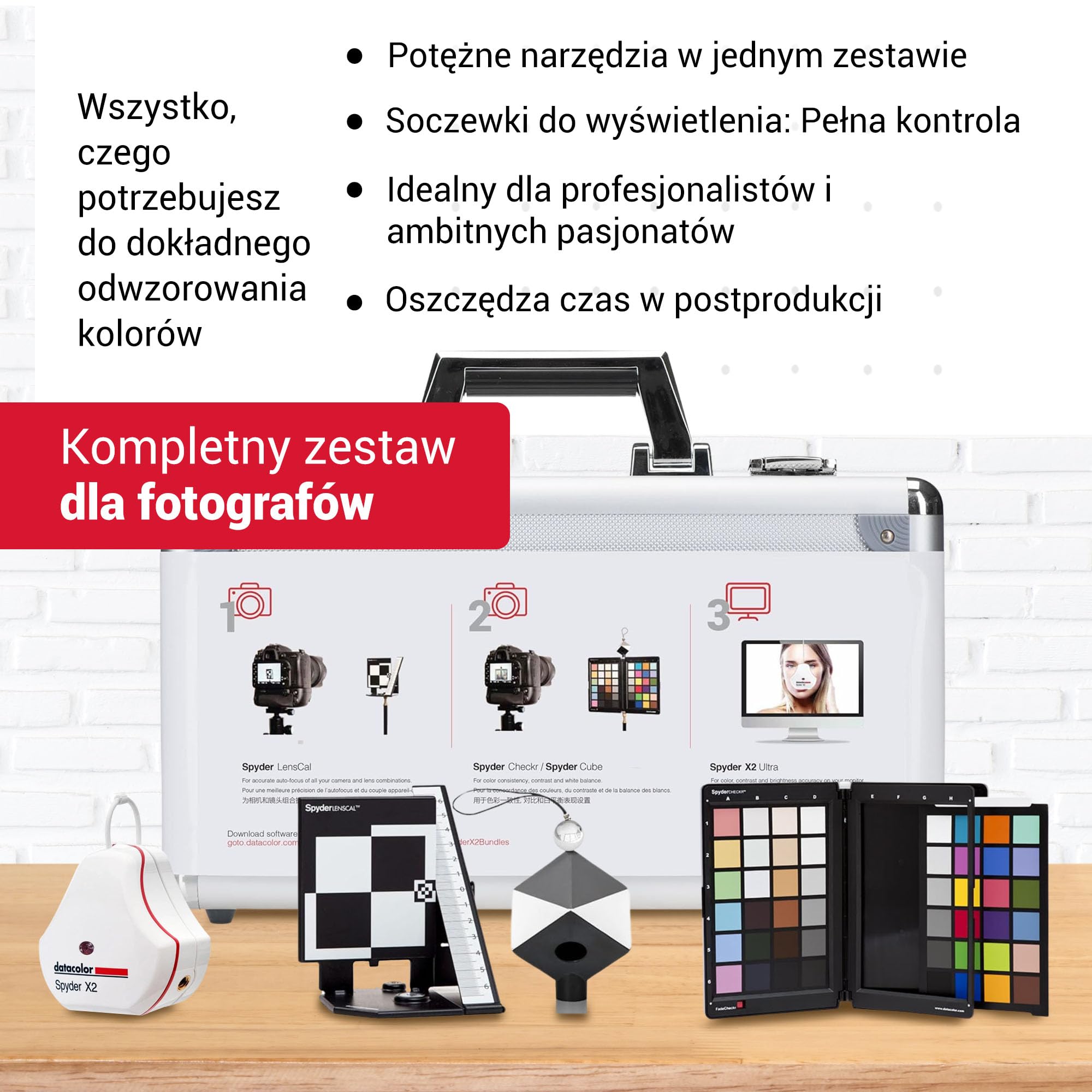 Spyder X2 Photo Studio Kit: Najlepszy zestaw narzędzi do kolorów w fotografii. Zarządzaj kolorami w całym procesie fotograficznym, od wykonania zdjęcia po edycję, w każdym oświetleniu.
