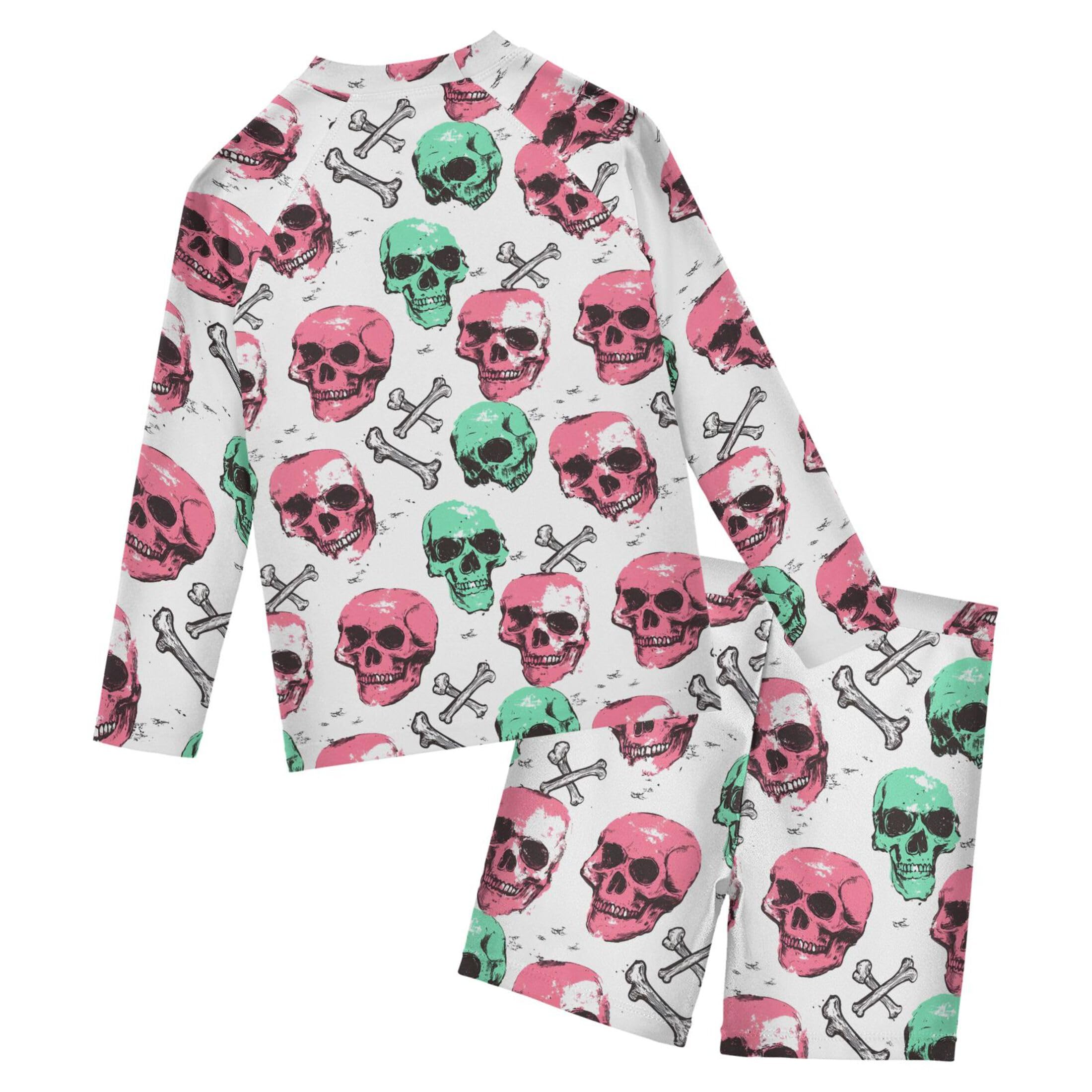 Skull Toddlers and Baby Boys' Swimsuit Trunk and Rashguard Set B0404350