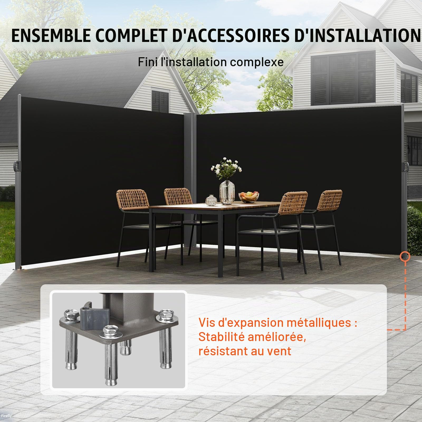 LOVESHARE VEVOR Paravent Retractable Exterieur Double 71x236pouces, Store Latéral Paravent Extérieur Rétractable, Auvent Store Latéral Enroulable protège du Soleil ou du Vent