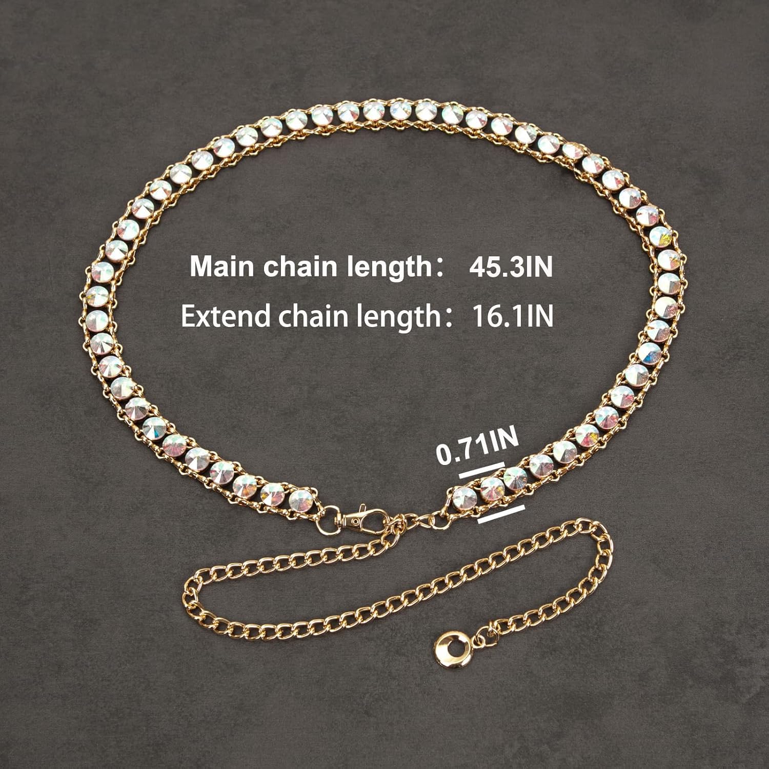 ILuvatar glass diamond chain belt metal metal belt women's western style belt women's belt bling bling F009 - Image 8