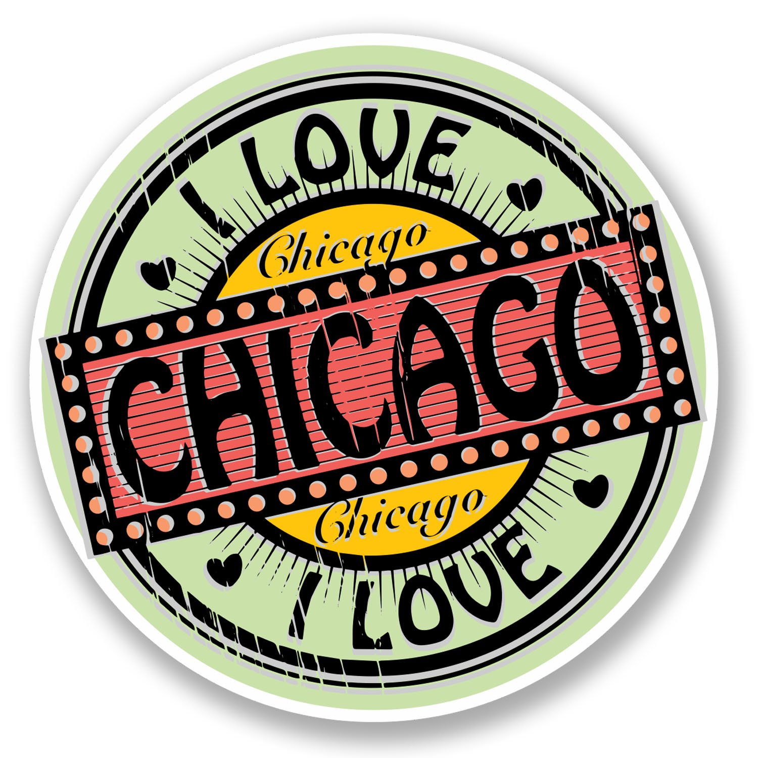 Destinationvinyl Multi 2 X Chicago Vinyl Sticker Decal Travel Luggage Label Tag Car Laptop Usa #5706 (10Cm X 10Cm)