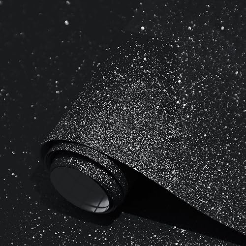 Miniatura 69 de Kitico Papel tapiz azul con purpurina para despegar y pegar, autoadhesivo, decorativo, decoración de bricolaje, 17.7 x 78.7 pulgadas