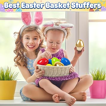 V-Opitos Plastic Easter Eggs, 2.4'' Bulk 42 PCS Easter Eggs with 8 Golden Eggs, Hinged Empty Fillable Eggs for Easter Egg Hunt, Basket Stuffers Fillers, Easter Party Favor for Kids