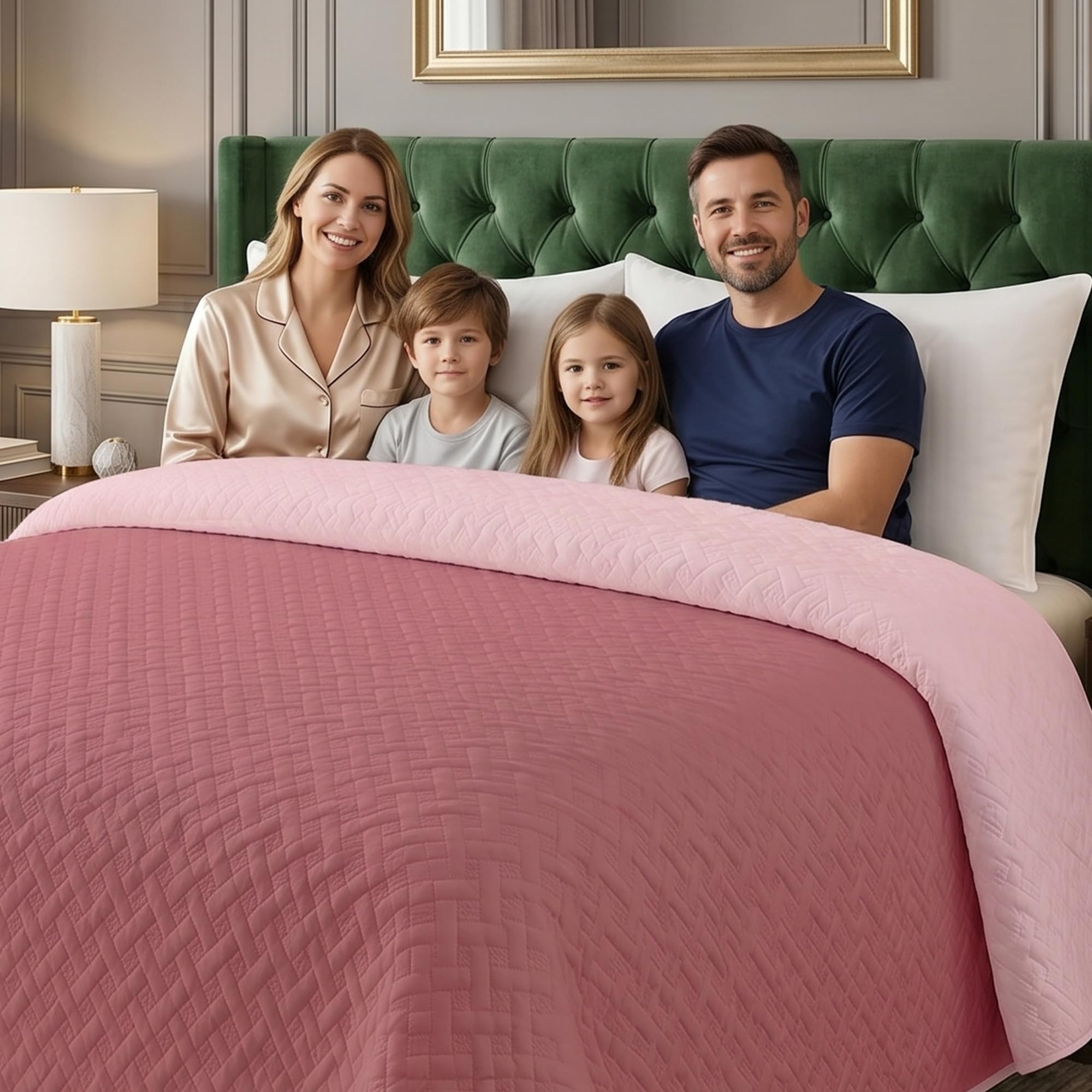 Trapunta Letto Singolo Primaverile in Microfibra Manopesca Vellutata sulla Pelle, Copriletto Singolo Traspirante e Termoregolatore, Trapuntino 1 Piazza Rosa Confetto/Rosa Scuro