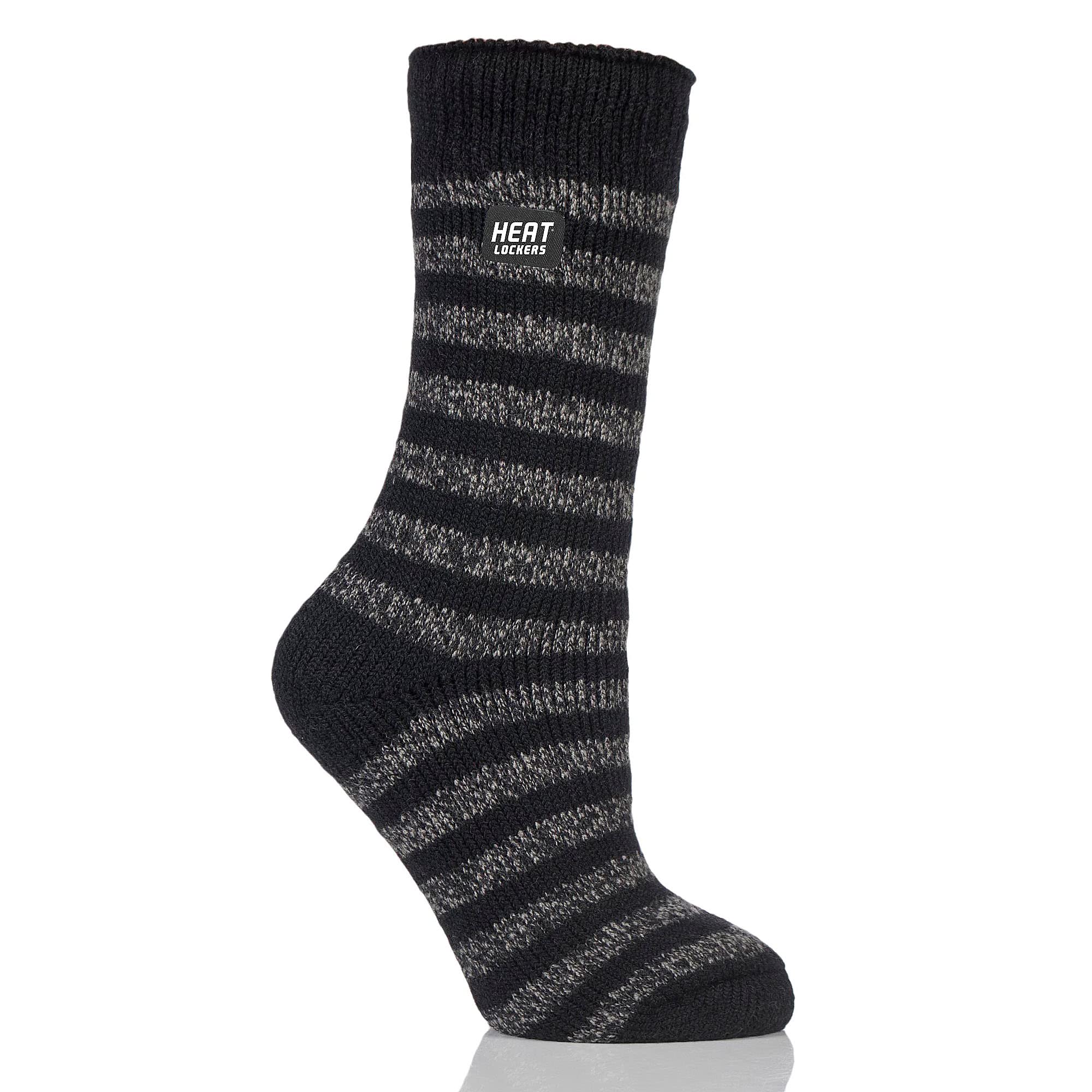 Heat Lockers Women's Warmest Mono Twist Stripe Crew Sock
