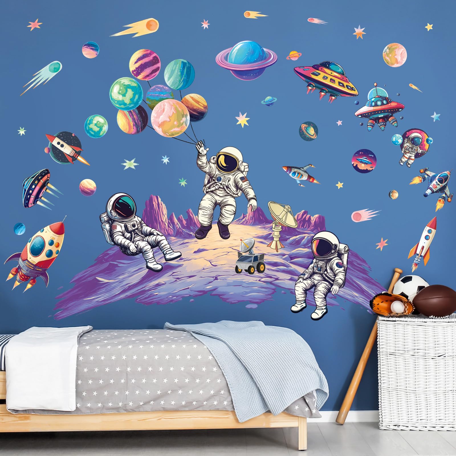 Muurstickers Woondecoratie Muurschildering Ruimte Astronaut Astronaut Grot Astronaut Babykamer Cross Code 42X67Cm