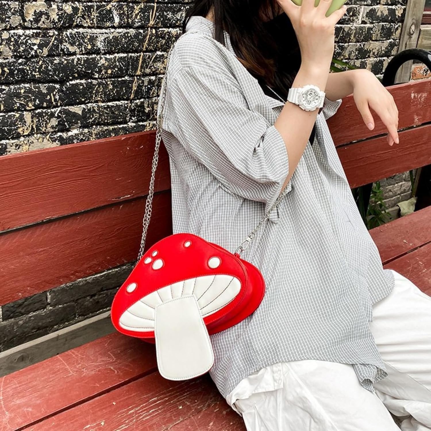 Mushroom Crossbody Purses, PU Leather Shoulder Bags with Strap, Cute Unique Purses for Women Girl, Lovely Novelty Christmas Mushroom Gifts - Image 7